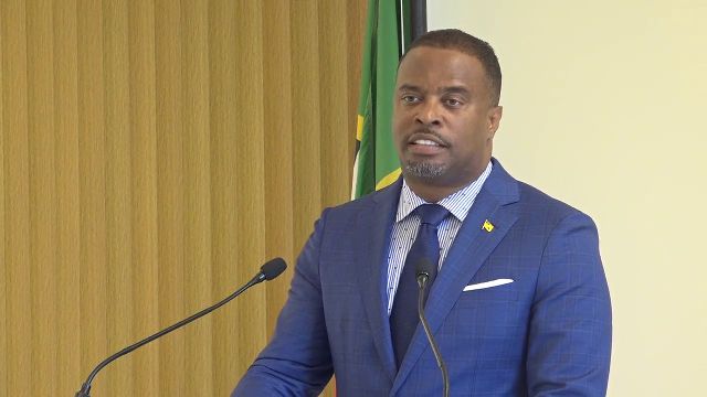 Hon. Mark Brantley, Premier of Nevis, at his monthly press conference at Cabinet Room on October 02, 2018