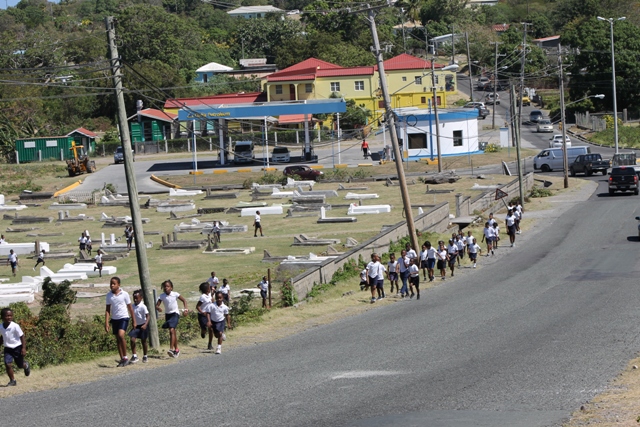 Students participating in the Caribwave Tsunami Exercise in March 2018