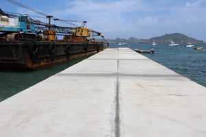 A section of the new water taxi pier under construction at Oualie Bay in September 2018 (file photo)
