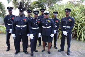 The eight awardees for 2018 at the Royal St. Christopher and Nevis Police Force (Nevis Division) Constables’ Awards Ceremony and Dinner hosted by the Strategic Planning Group at the Occasions Entertainment Arcade at Pinney’s Estate on February 23, 2019. (Front row l-r) Constable Trevin Mills, Constable Glenville Nisbett, and Woman Constable Cherilyn Matthew-Best. (Back row l-r) Constable Maxim Isaiah, Constable Carl Gordon, Constable Lowell Wallace, Constable Kareem Romney, and Constable Bisette Bentley