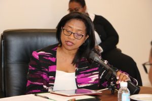 Dr. Hazel Laws Chairman of the St. Kitts and Nevis Marijuana Commission at the Nevis Island Administration’s Cabinet Room at Pinney’s Estate on February 18, 2019