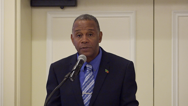Hon. Eric Evelyn, Minister of Social Development in the Nevis Island Administration on Day 2 of the 2nd Biannual Regional Forum on the Sustainable Development Goals on March 28, 2019 at the Four Seasons Resort, Nevis