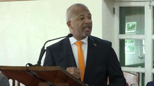Hon. Spencer Brand, Minister responsible for Water on Nevis making his presentation at the Nevis Island Assembly on February 28, 2019