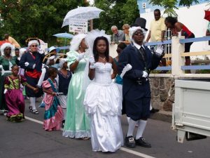A section of a troop depicting some of Nevis’ folklore during the Cultural Street Parade at Culturama celebrations in 2006 (file photo)