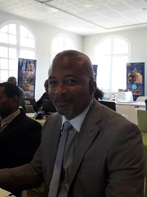 Hon. Spencer Brand at a session on May 16, 2019, at the 6th Organisation of Eastern Caribbean States (OECS) Commission’s Council of Ministers of Environmental Sustainability meeting taking place in Martinique