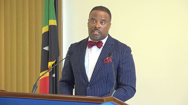 Hon. Mark Brantley, Premier of Nevis at his recent press conference at Cabinet Room at Pinney’s Estate