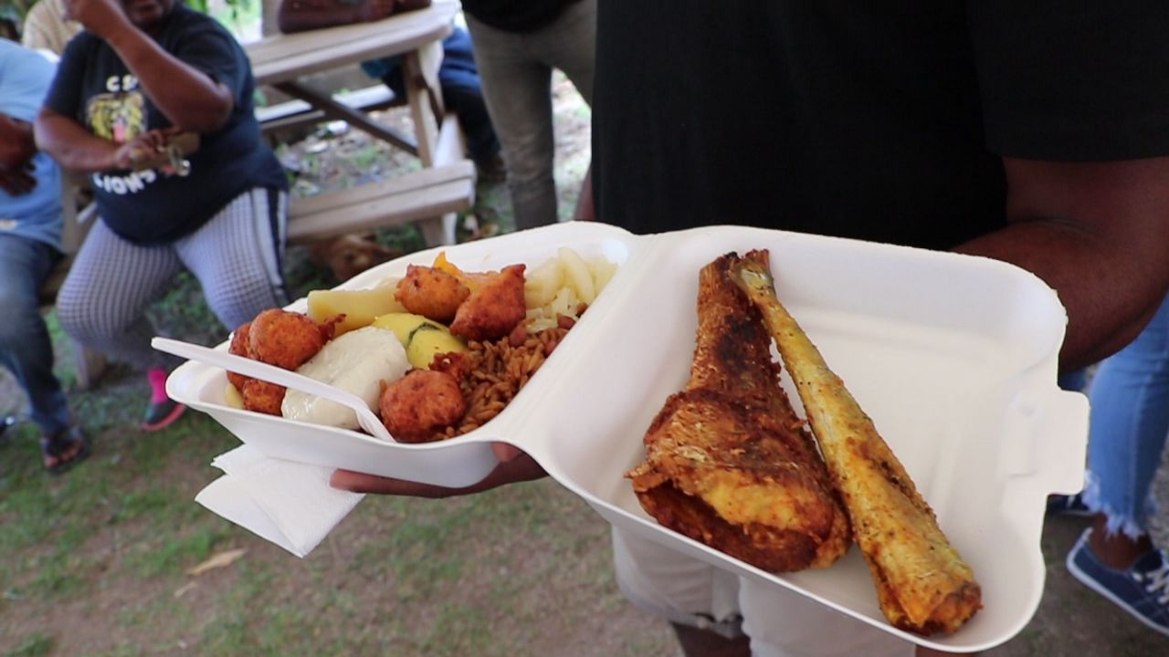 A hearty plate of food with local fish offered at the Jessups Seafood Fiesta on May 06, 2019. The event is part of the Ministry of Tourism’s Exposition Nevis 2019, with the theme “Celebrating Nevis’ Tourism through Festivals”