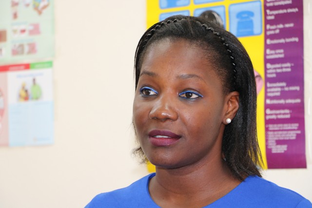 Ms. Latoya Matthew-Duncan, Nutrition Surveillance Coordinator in the Health Promotion Unit in St. Kitts, at the Alexandra Hospital’s Maternity Ward on May 23, 2019