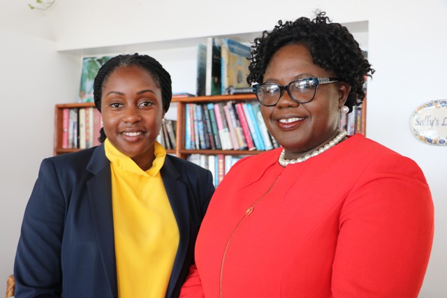 (L-r) Ms. Tres-Ann Kremer, Adviser for the Caribbean Region and the Commonwealth Secretariat and Hon. Hazel Brandy-Williams, Junior Minister of Gender Affairs in the Nevis Island Administration at Mount Nevis Hotel on June 24, 2019