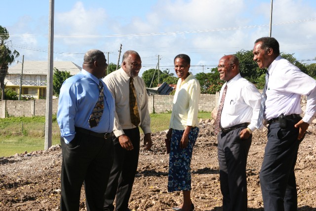 Past members of the Nevis Island Administration Cabinet headed by (extreme right) Hon. Vance Amory sharing a light moment on a field trip in February 2006 at then Grove Park in Charlestown. (L-r) Hon. Malcolm Guishard, Hon. Livingston “Kitty” Herbert, Hon. Jean Harris and Hon. Laughton Brandy (file photo)