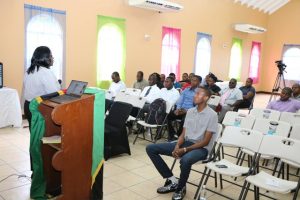 A section of Constables stationed at the Royal St. Christopher and Nevis Police Force, Nevis Division listen to facilitator Mrs. Tresia Daniel during a session on Customer Service at the Constables’ Conference 2019 at the Jessups Community Centre on June 06, 2019