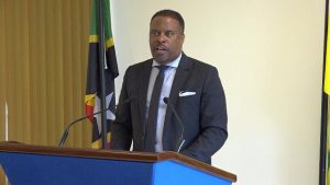 Hon. Mark Brantley, Premier of Nevis, at his monthly press conference at Cabinet Room at Pinney’s Estate on July 25, 2019
