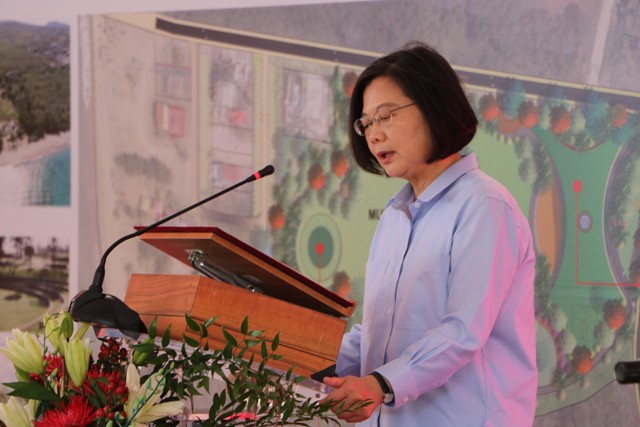 President of the Republic of China (Taiwan) Her Excellency Dr. Tsai Ing-wen delivering remarks at the ground-breaking ceremony for the St. Kitts and Nevis Pinney’s Beach Park Project at Pinney’s on July 14, 2019