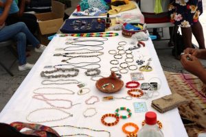 Hand crafted jewellery on display at an exhibition staged by the Mental Health Unit in the Ministry of Health on October 11, 2019, at the Nevis Island Administration grounds in Charlestown, in observance of World Mental Health Day 2019