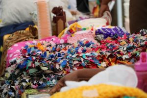 Handmade scrap mats on display at an exhibition staged by the Mental Health Unit in the Ministry of Health on October 11, 2019, at the Nevis Island Administration grounds in Charlestown, in observance of World Mental Health Day 2019