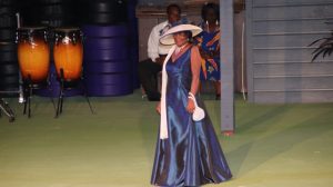 Josephine Maynard on stage in the Eveningwear segment at the Miss Nevis Senior Pageant hosted by the Ministry of Social Development through the Department of Social Services, Senior Citizens Division at the Cultural Village on October 26, 2019