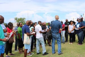 Delegates of the Caribbean Water and Wastewater Association conference in St. Kitts visiting the site for the installation of a Filtration System at Hamilton during a tour to Nevis on October 18, 2019