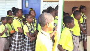 Some students of the Violet O. Jeffers-Nicholls Primary School during assembly on October 23, 2019