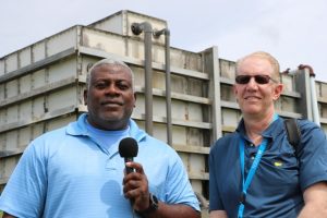 (l-r) Mr. Floyd Robinson, Manager of the Water Resource Management Department in the Ministry of Communications and Project Manager for the installation of a filtration system at Hamilton; and Mr. Greg Gilles, Vice President of AdEdge Water Technologies; on site at Hamilton on October 18, 2019, where the water filtration system will be installed