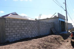 The entrance and ticket booth of the multi-purpose facility at Market Shop in Gingerland under construction on October 30, 2019