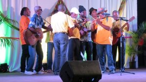 The Honey Bees String Band founded by Gingerland’s cultural icon Mr. David Freeman, performing at the official opening and naming of the David Freeman Centre of Excellence at Market Shop in Gingerland on November 28, 2019