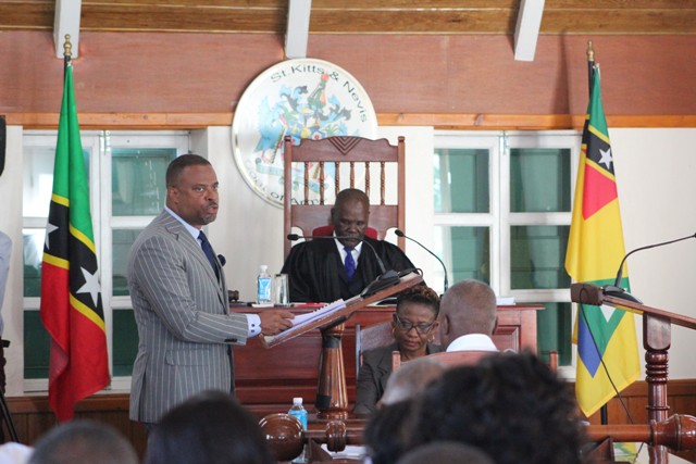 Hon. Mark Brantley, Premier of Nevis and Minister of Finance in the Nevis Island Administration, presenting the 2020 Budget Address at a sitting of the Nevis Island Assembly on December 03, 2019