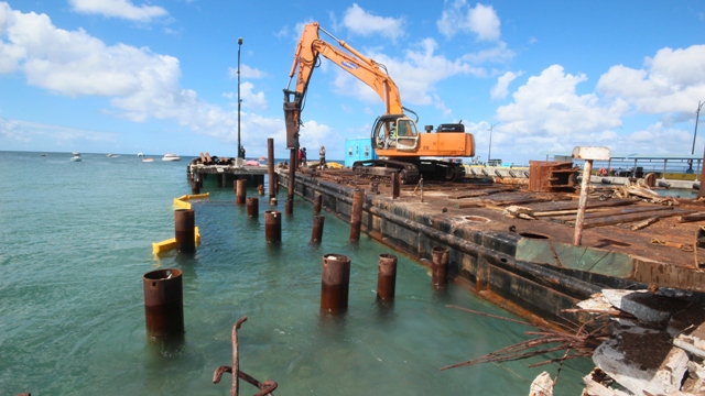 Construction work on the Charlestown Port tender pier on December 02, 2020, before work was suspended (file photo)