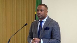 Hon. Mark Brantley, Premier of Nevis at his Monthly press conference at the Nevis Island Administration’s Cabinet room at Pinney’s Estate on January 28, 2020 