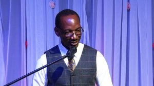 Mr. Kevin Barrett, Permanent Secretary in the Ministry of Education delivering welcome remarks at the Retirement Awards Ceremony and Cocktail, hosted by the Ministry of Education, Library Services and Information Technology at the Nevis Performing Arts Centre at Pinney’s Estate on February 08, 2020