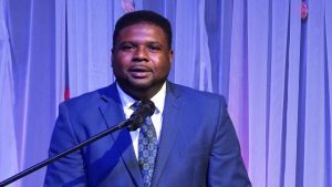 Hon. Troy Jeffers, Junior Minister of Education delivering remarks at the Retirement Awards Ceremony and Cocktail hosted by the Ministry of Education, Library Services and Information Technology at the Nevis Performing Arts Centre at Pinney’s Estate on February 08, 2020