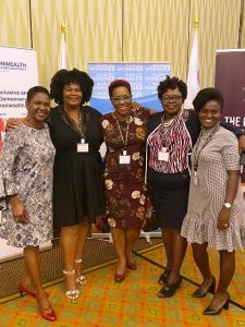 Hon. Hazel Brandy-Williams (second from right), Junior Minister responsible for Gender Affairs on Nevis with other delegates from St. Kitts, Jamaica, Jamaica and Trinidad and Tobago, at a three-day gender-based regional forum on February 10, 2020, at the Hilton Hotel in Barbados