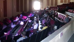 A section of the members of the religious fraternity on Nevis attending a meeting at the Nevis Performing Arts Centre on May 21, 2020, called by Hon. Mark Brantley, Premier of Nevis, to address the reopening of churches