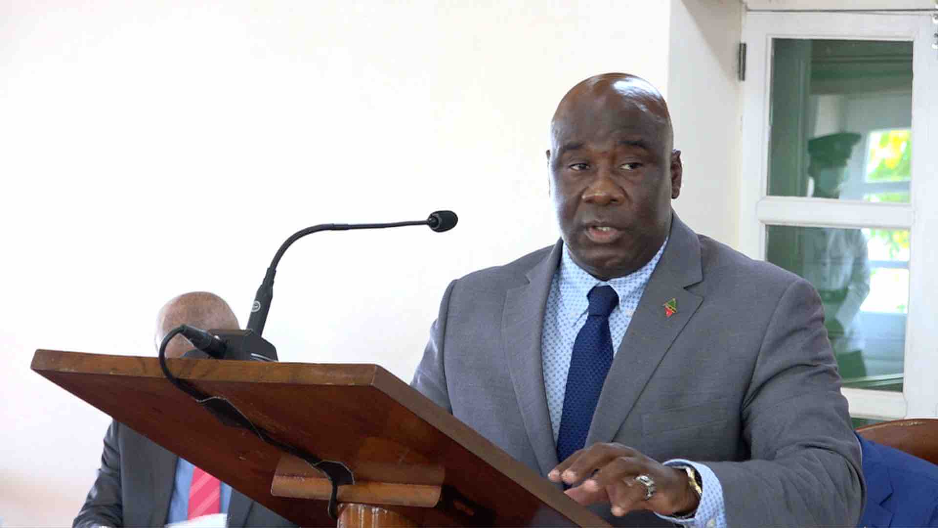 Hon. Alexis Jeffers, Deputy Premier of Nevis and Minister of Agriculture, delivering his presentation at a sitting of the Nevis Island Assembly in Chambers at Hamilton House on July 02, 2020