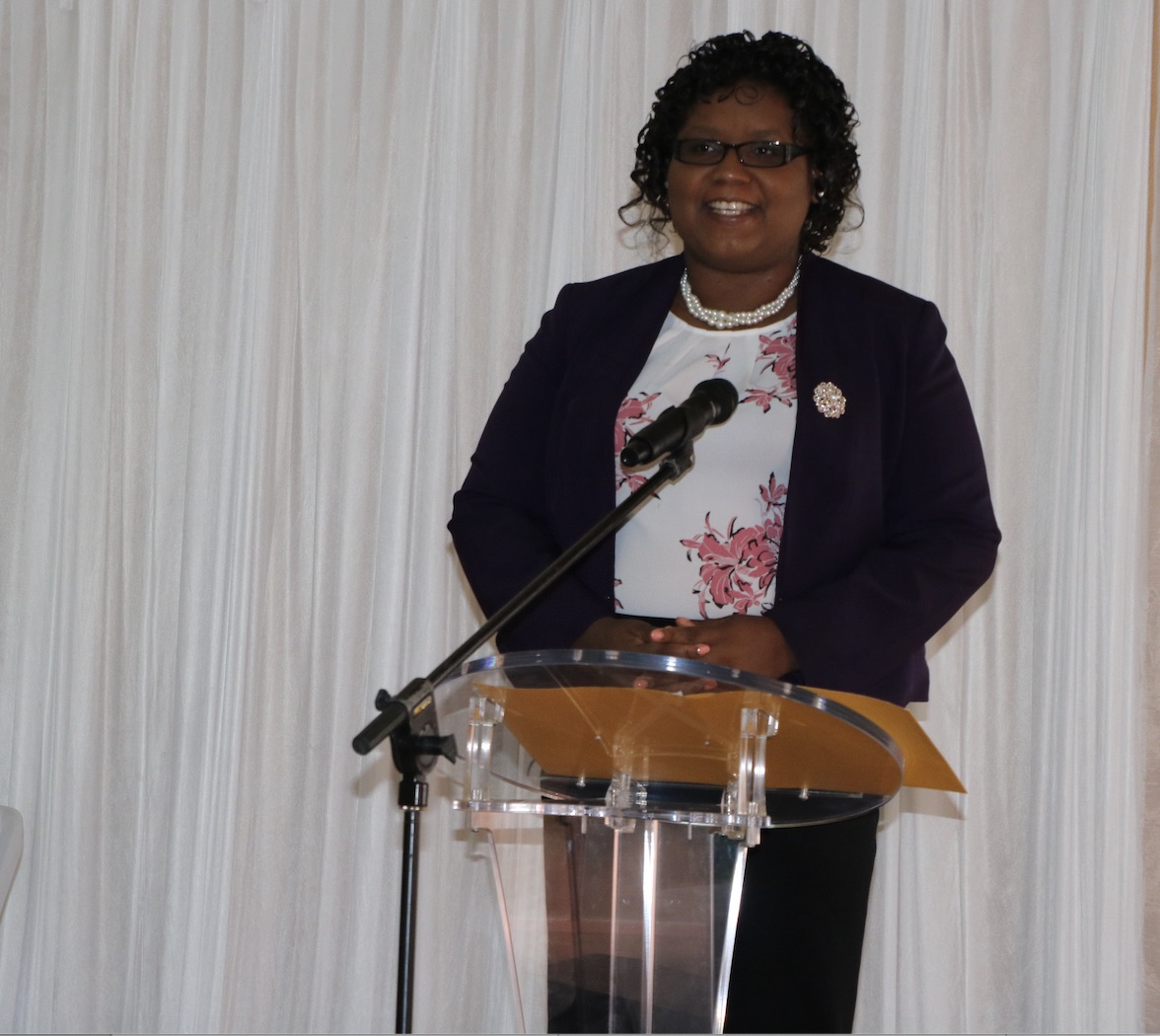 Ms. Zahnela Claxton, Principal Education Officer in the Department of Education, delivering remarks at the opening of the Prospective Teachers Course 2020 at the Jessups Community Centre on July 13, 2020