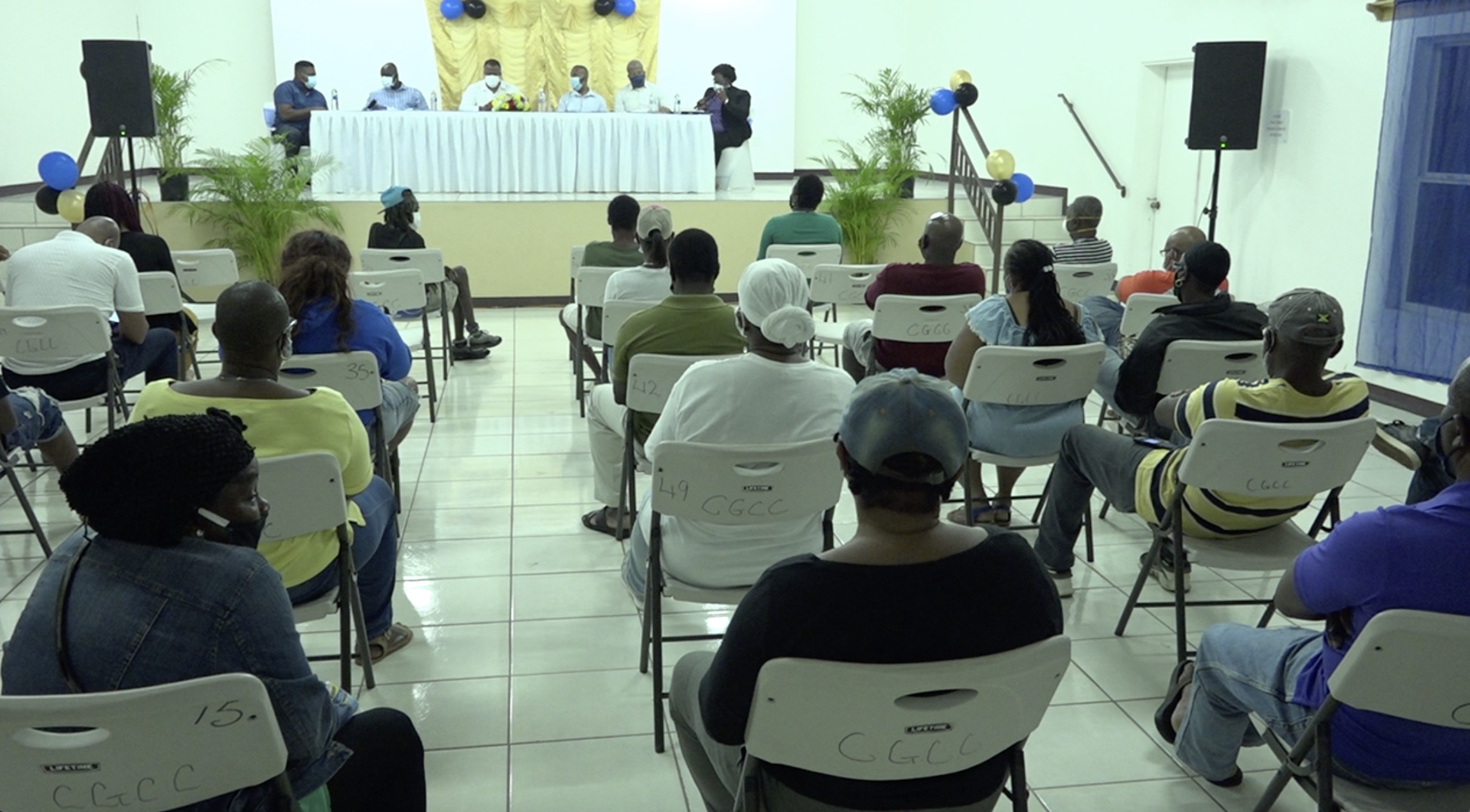 Cross section of the audience at the July 23, 2020 town hall meeting at the Cotton Ground Community Centre, hosted by the Nevis Island Administration