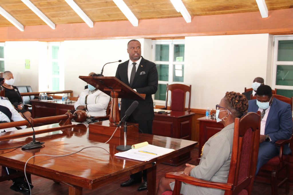 Hon. Mark Brantley, Premier of Nevis delivering remarks at a special sitting of the Nevis Island Assembly on July 31, 2020, in commemoration of the 50th Anniversary of the MV Christena Disaster