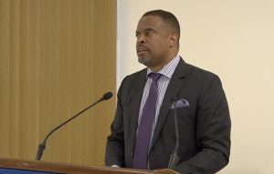 Hon. Mark Brantley, Premier of Nevis at his monthly press conference on July 30, 2020, in Cabinet Room at Pinney’s Estate