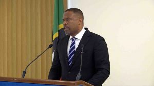 Hon. Mark Brantley, Premier of Nevis and Minister of Tourism in the Nevis Island Administration at his monthly press conference at the Cabinet Secretariat at Pinney’s Estate on June 25, 2020   