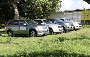 The four vehicles handed over to the Department and Ministry of Agriculture 