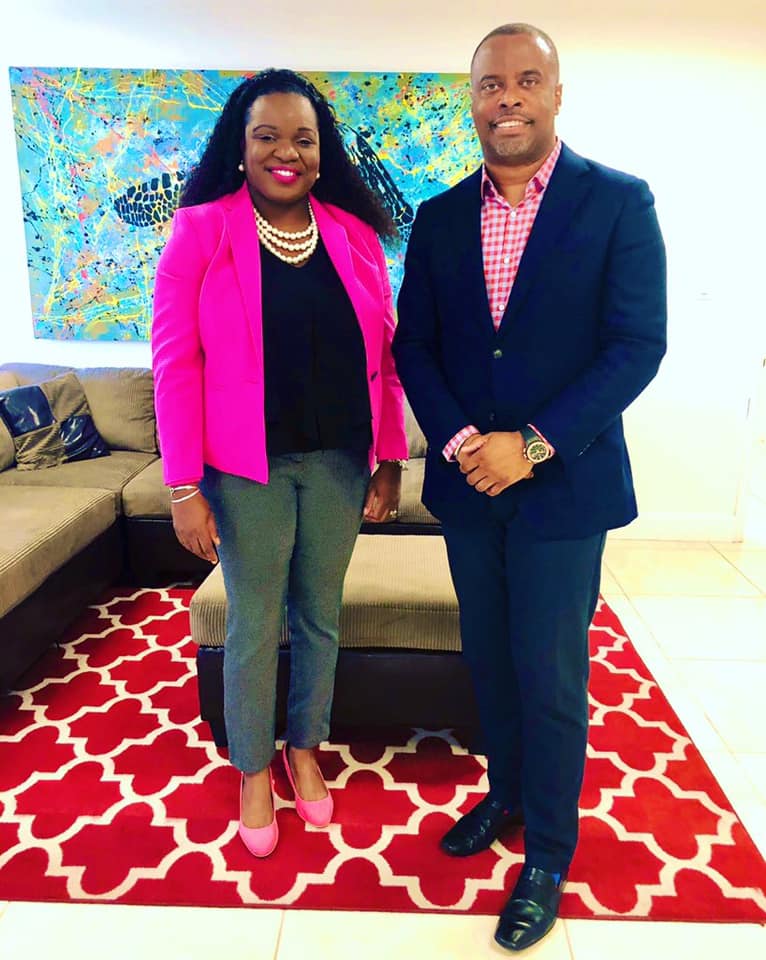 Hon. Cleone Stapleton Simmonds, the only opposition member in the Nevis Island Assembly, and Area Representative for the Parish of St. Thomas, Lowlands, meets for the first time in her official capacity with Hon. Mark Brantley, Premier of Nevis, at his Pinney’s Estate office on September 04, 2020