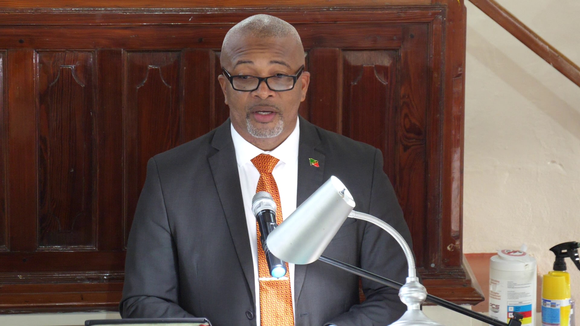 Hon. Spencer Brand, Minister in the Nevis Island Administration, delivering remarks at a special service on September 13, 2020, at the Gingerland Methodist Church to welcome Rev. Franklin Manners, as the new Superintendent Minister of the Methodist Church, Nevis Circuit