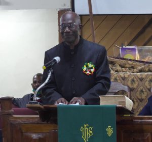 Rev. Franklin Manners the new Superintendent Minister of the Methodist Church, Nevis Circuit during a special service on September 13, 2020, at the church