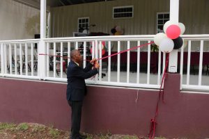 Hon. Eric Evelyn, Minister of Social Development in the Nevis Island Administration, declares the "Yes To Success" skills training and diversion site at Pinney's Estate, Nevis open on October 27, 2020