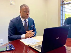 Hon. Mark Brantley, Minister of Foreign Affairs for St. Kitts and Nevis, during a virtual meeting with His Excellency Inho Lee Ambassador-designate of South Korea to St. Kitts and Nevis on October 22, 2020