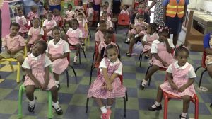 Students at the Gingerland Preschool on October 09, 2020