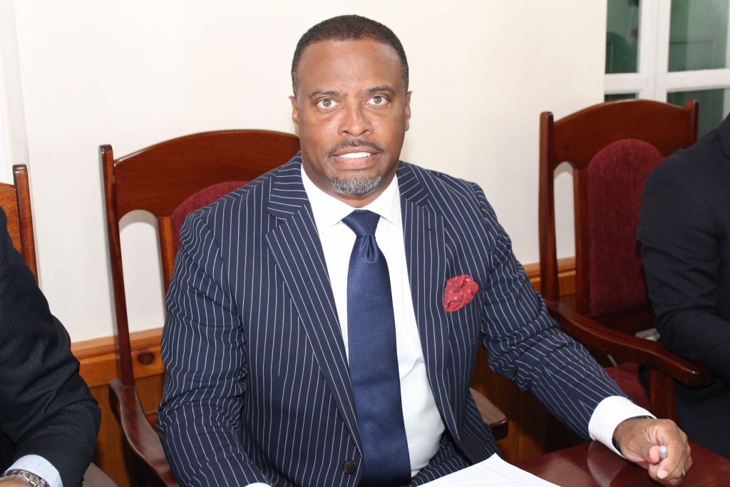 Hon. Mark Brantley, Premier of Nevis and Minister of Finance at the Nevis Island Assembly’s Chambers at Hamilton House (file photo)