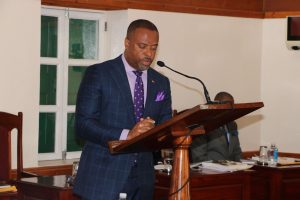 Hon. Mark Brantley, Premier of Nevis and Minister of Finance in the Nevis Island Administration delivering the Budget Address at a sitting of the Nevis Island Assembly on December 08, 2020