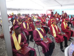 Another section of the 53 graduands of the Nevis Sixth Form Graduating Class of 2020 at the Graduation Ceremony at the Graduation Ceremony at the Nevis Cultural Village on December 08, 2020 (photo by Lester Blackett)