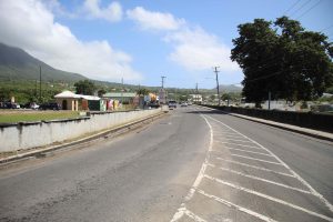 A section of the Island Main Road next to Rams Supermarket leading to the roundabout on February 04, 2021, to be resurfaced by the Public Works Department