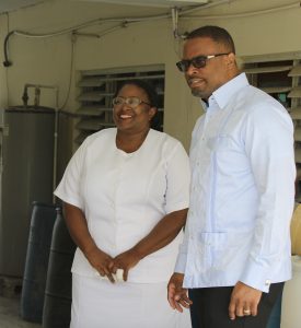 Mrs. Jessica Scarborough, Assistant Matron at the Alexandra Hospital accompanying Hon. Mark Brantley, Premier of Nevis and Minister of Health during a tour of the Alexandra Hospital (file photo)